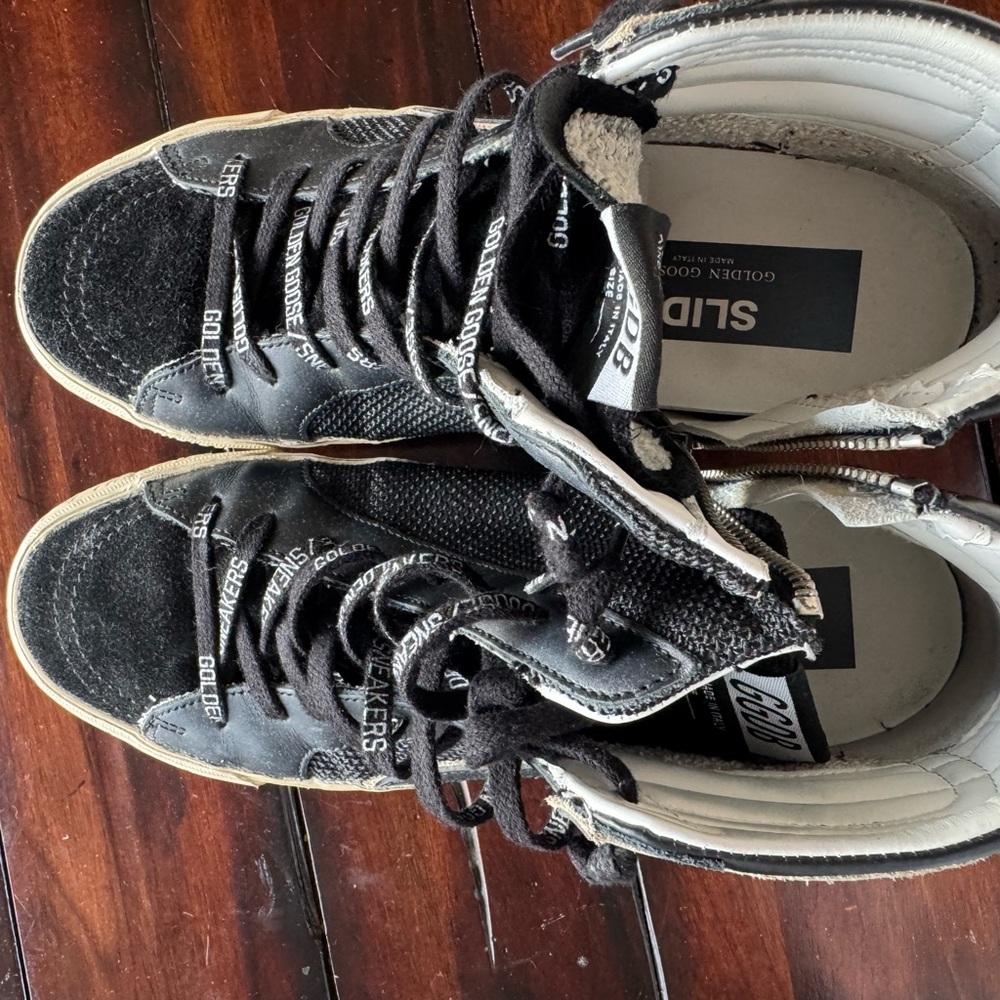 Golden Goose Gold and Black High-Top Sneakers - Picture 6 of 7